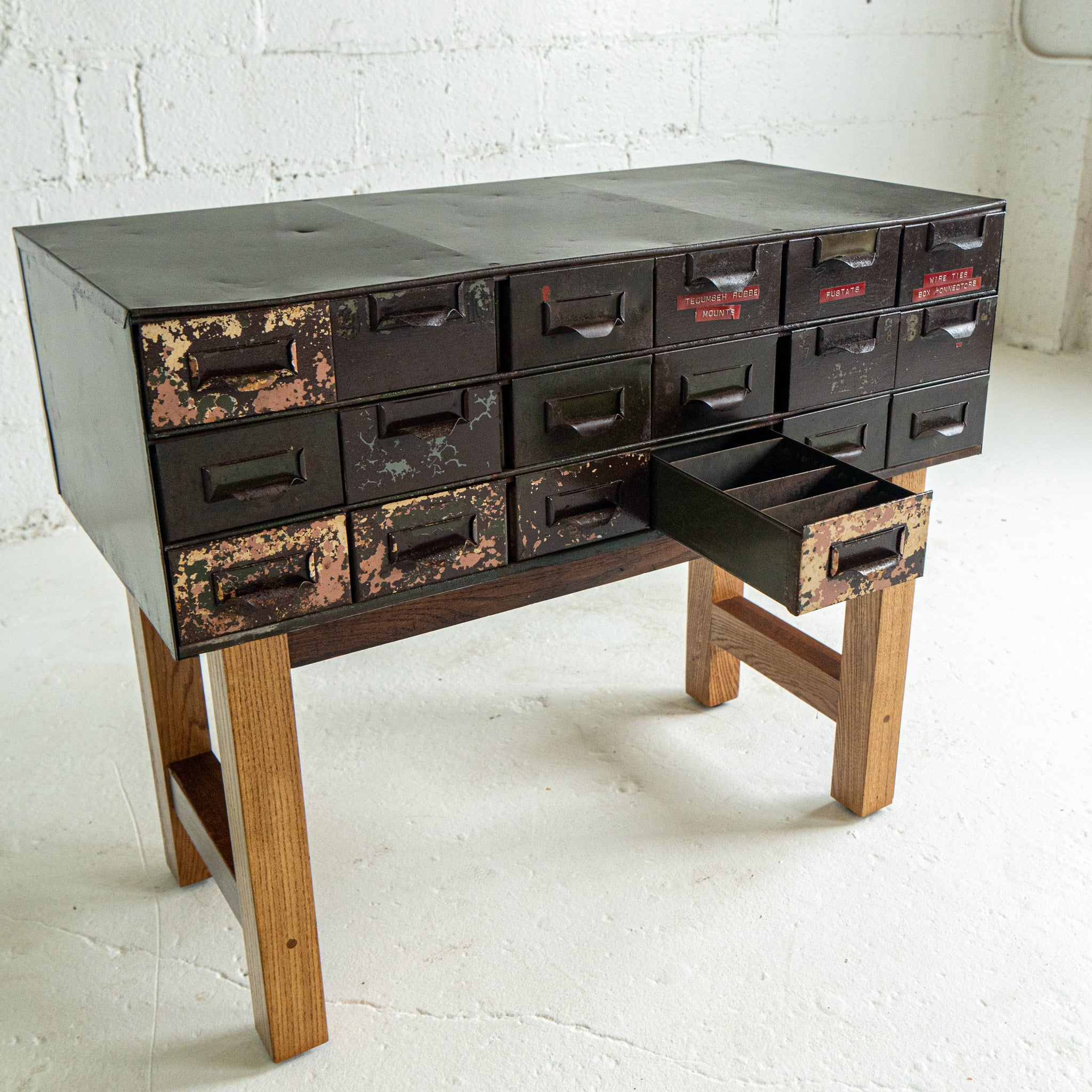 Industrial multi cabinet metal and pine reclaimed wood