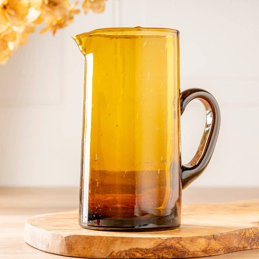 Moroccan Hand-Blown Pitcher