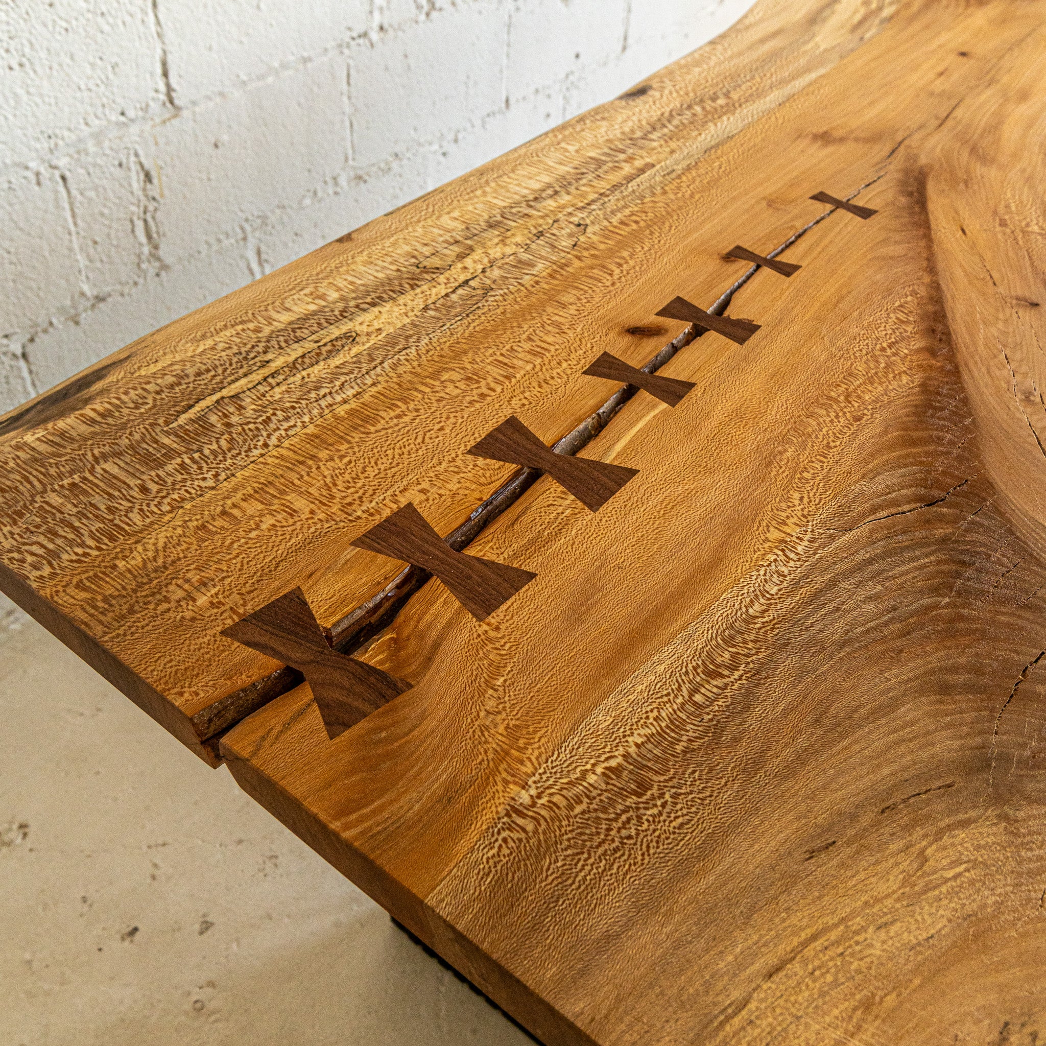 live edge sycamore dining table bowties