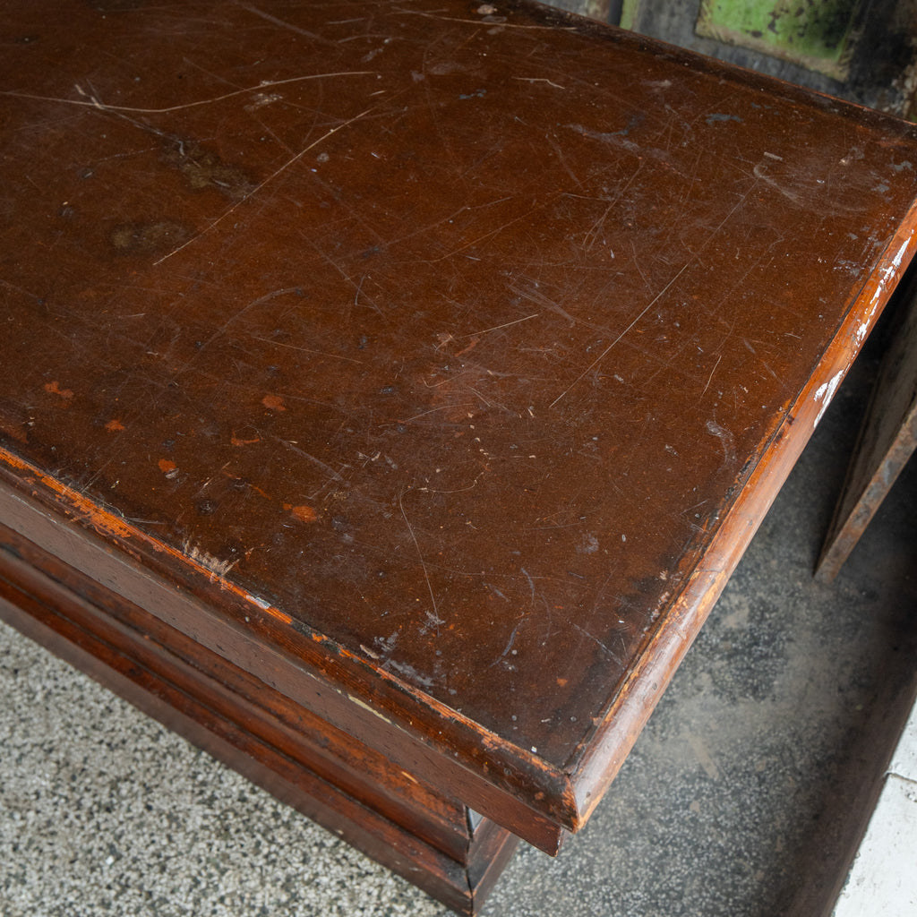 Detroit pharmacy counter top view reclaimed wood