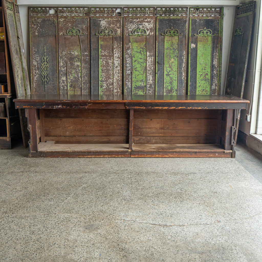 Detroit pharmacy counter back view reclaimed wood