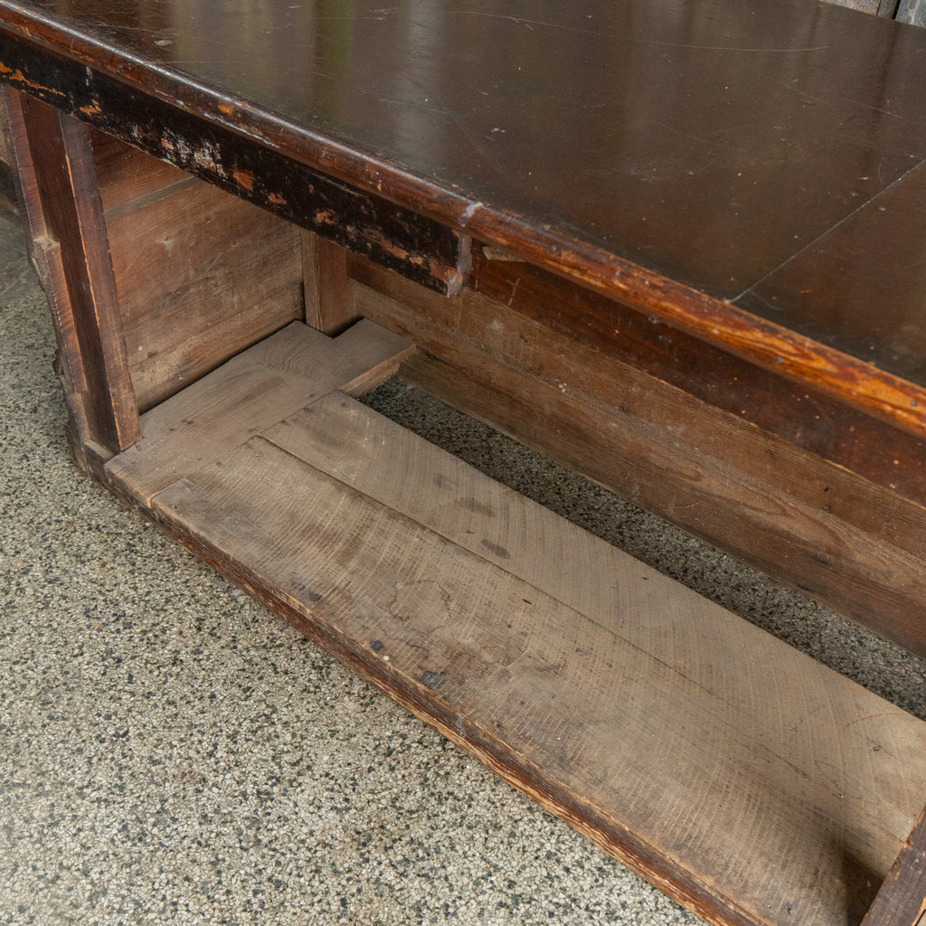 Detroit pharmacy counter inside view reclaimed wood