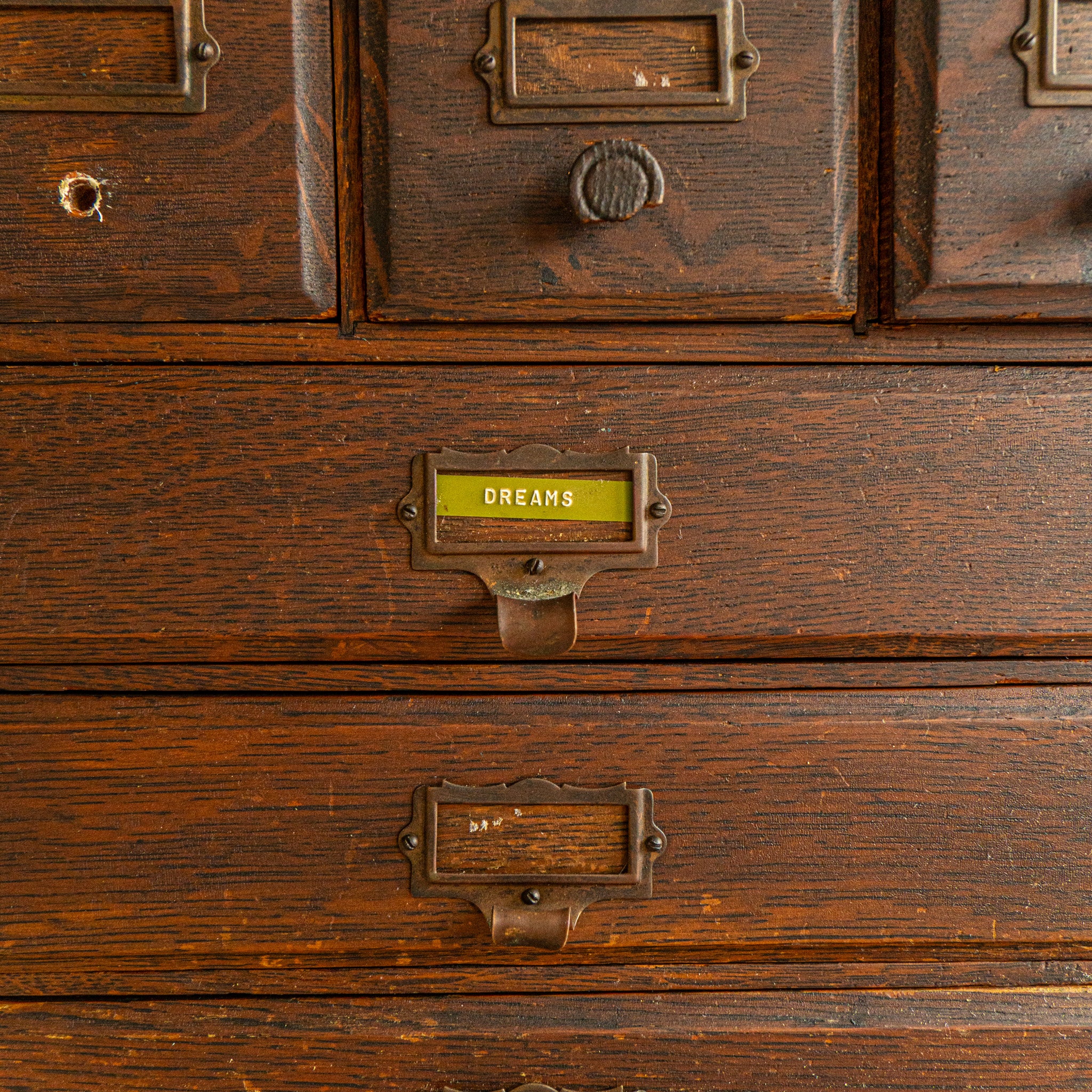 Roll top multi drawer cabinet detail view