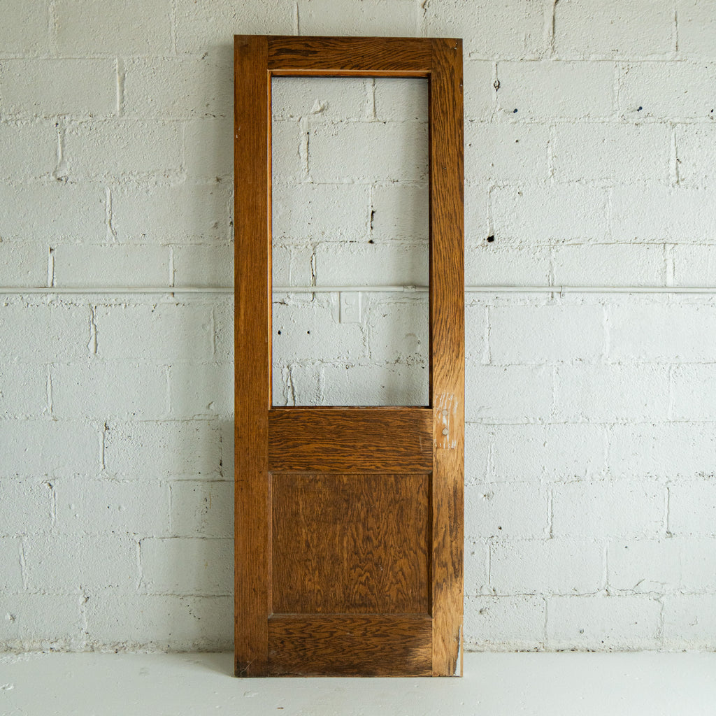 vintage utility interior door with handcrafted detail reclaimed wood back view