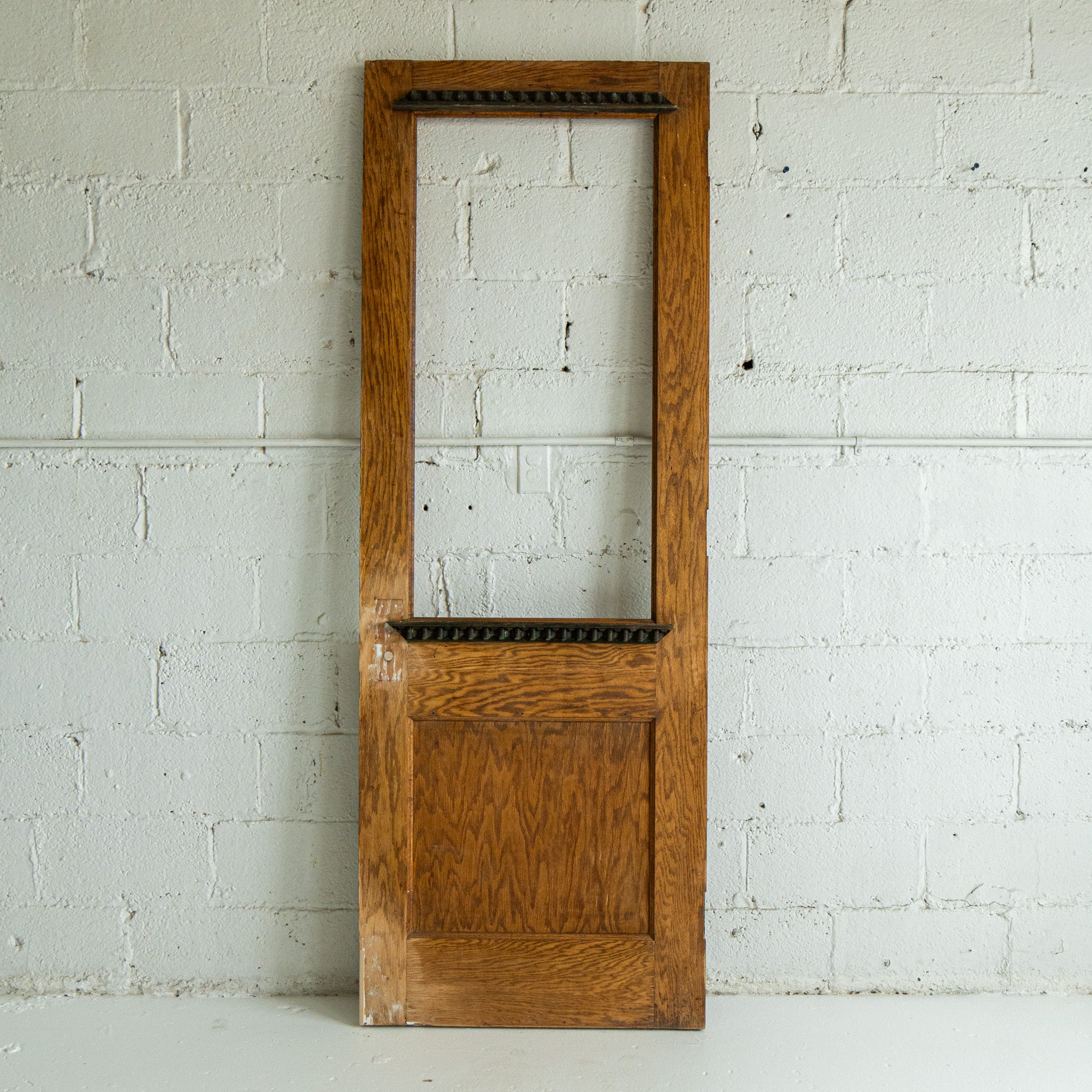 vintage utility interior door with handcrafted detail reclaimed wood front view