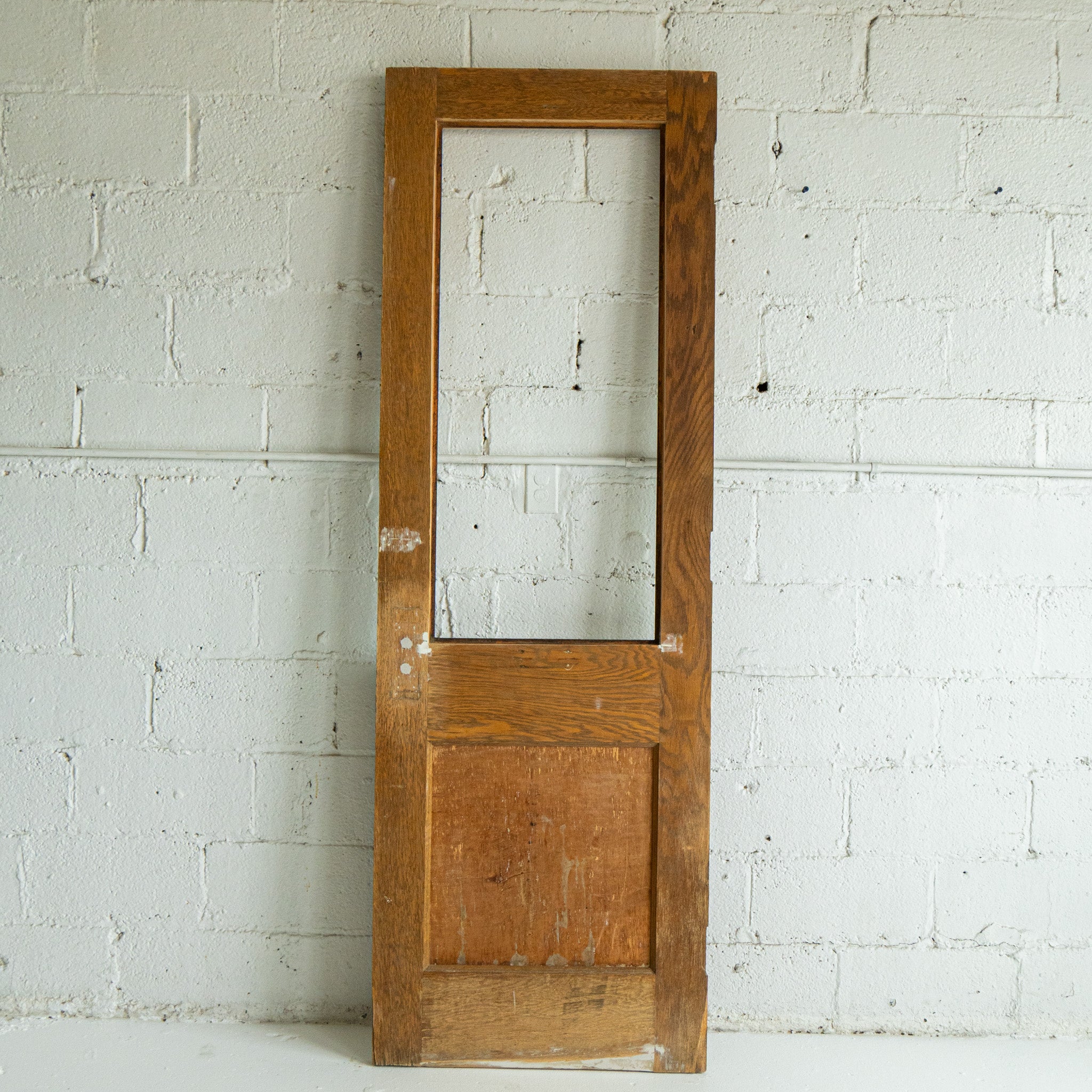 vintage utility interior door with rosettes reclaimed wood back view