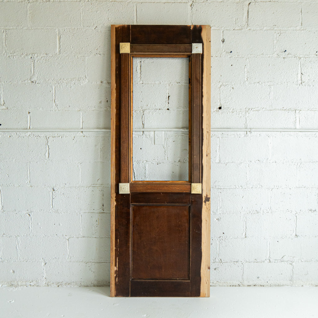 vintage utility interior door with rosettes reclaimed wood front view