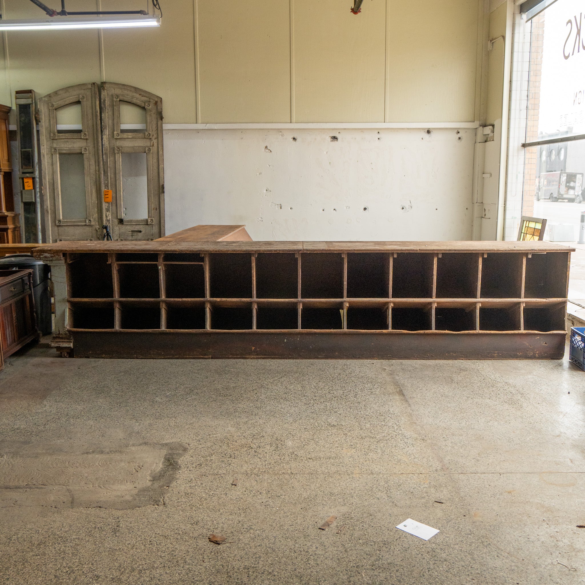 Antique General Store Counter with Cubbies