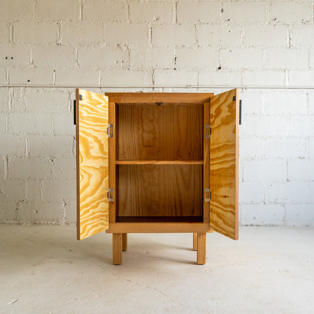 lotto cabinet interior view reclaimed plywood