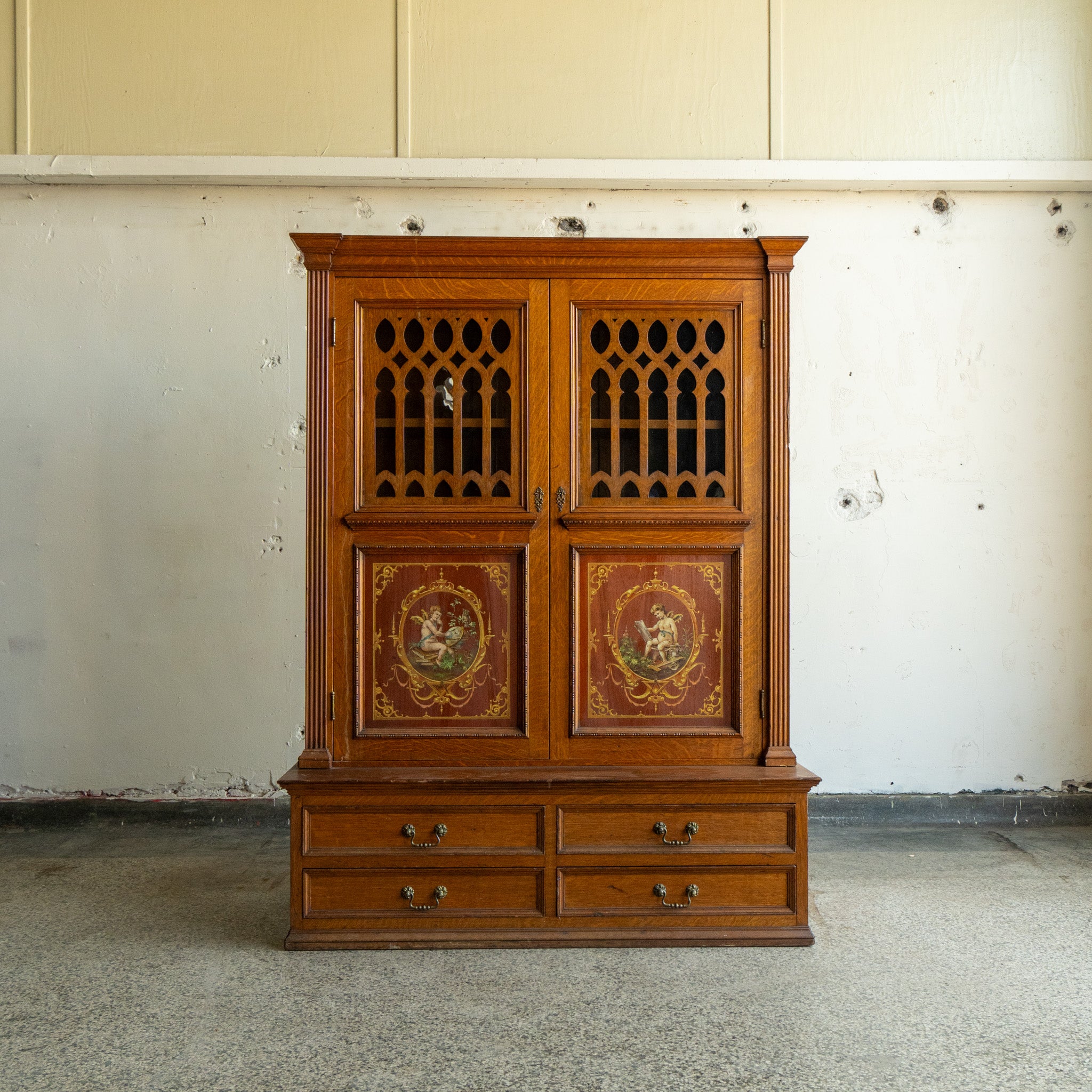 Masonic Quarter-Sawn Oak Cabinet