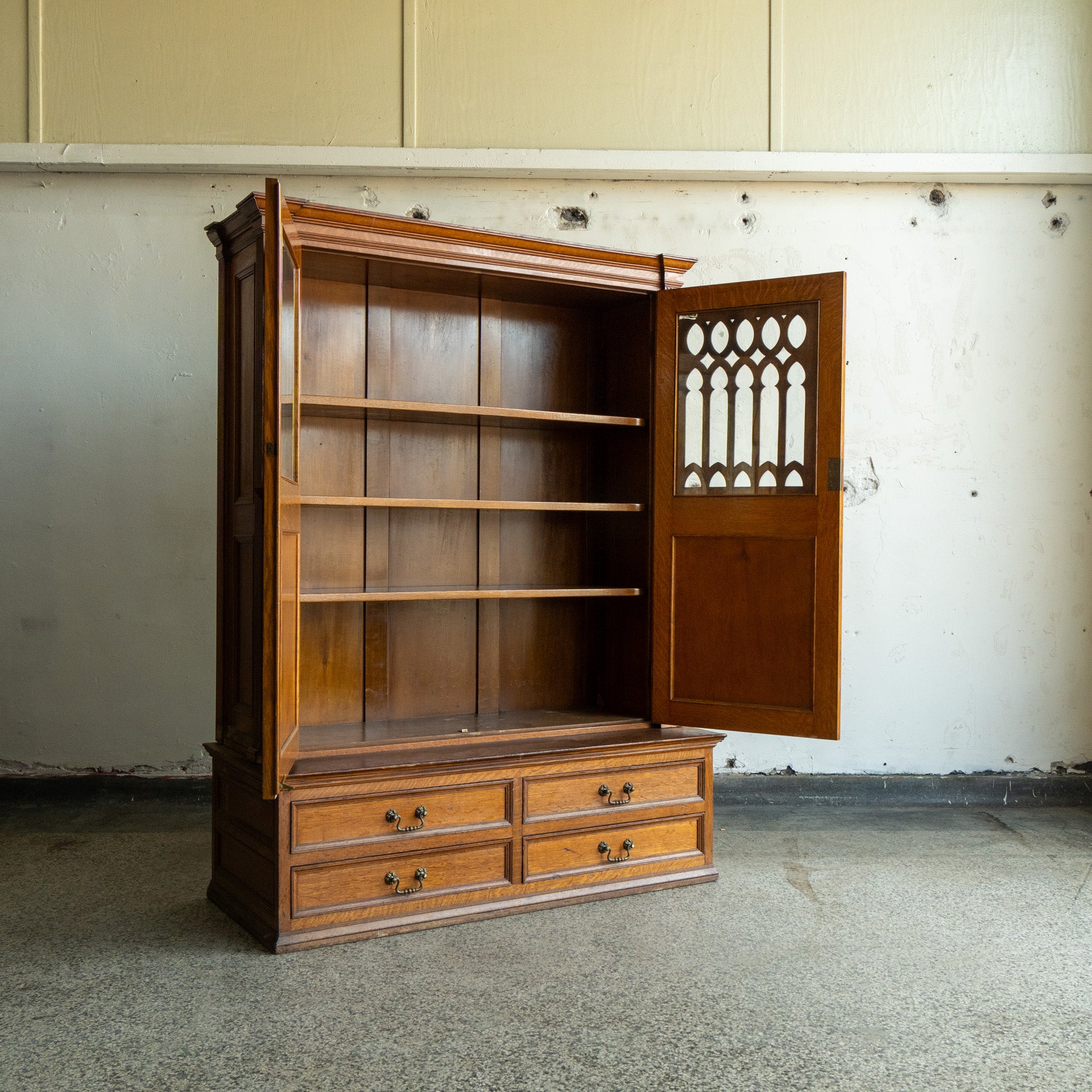 Masonic Quarter-Sawn Oak Cabinet