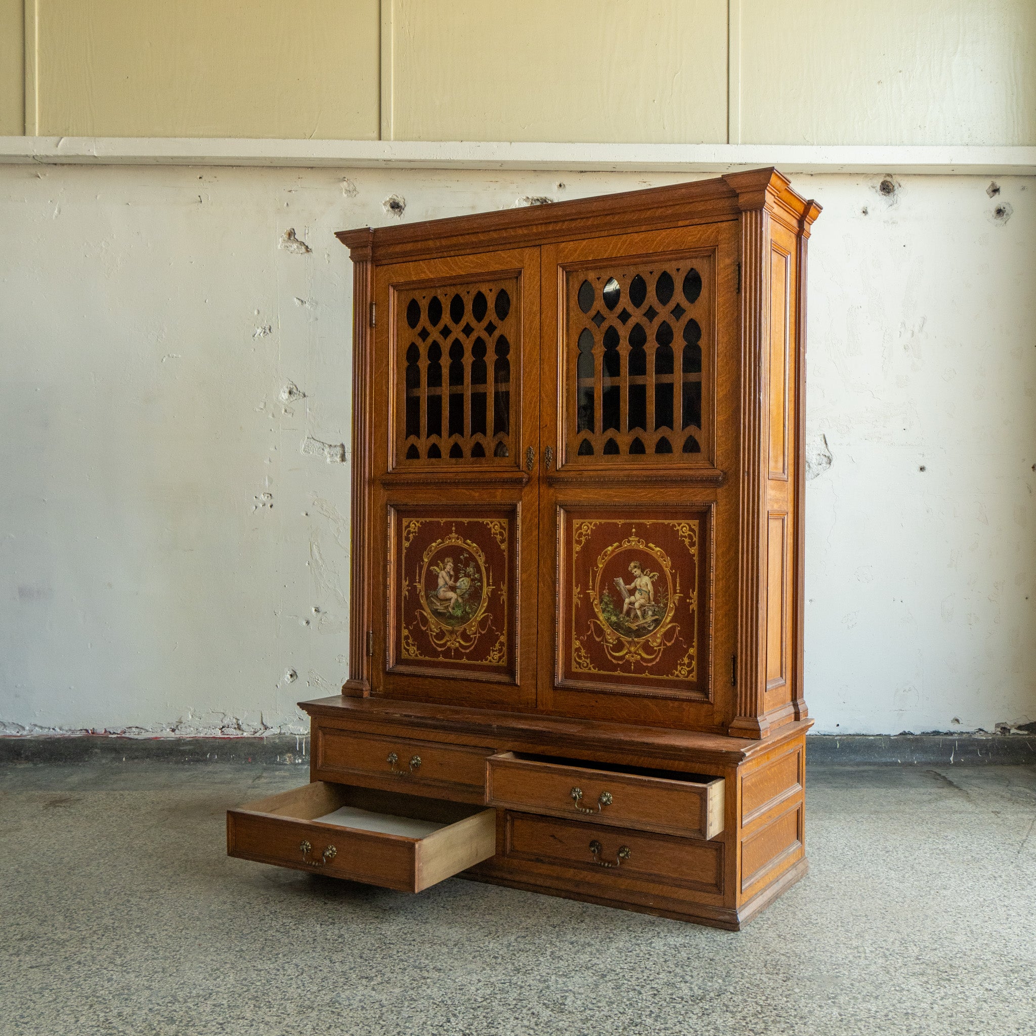 Masonic Quarter-Sawn Oak Cabinet