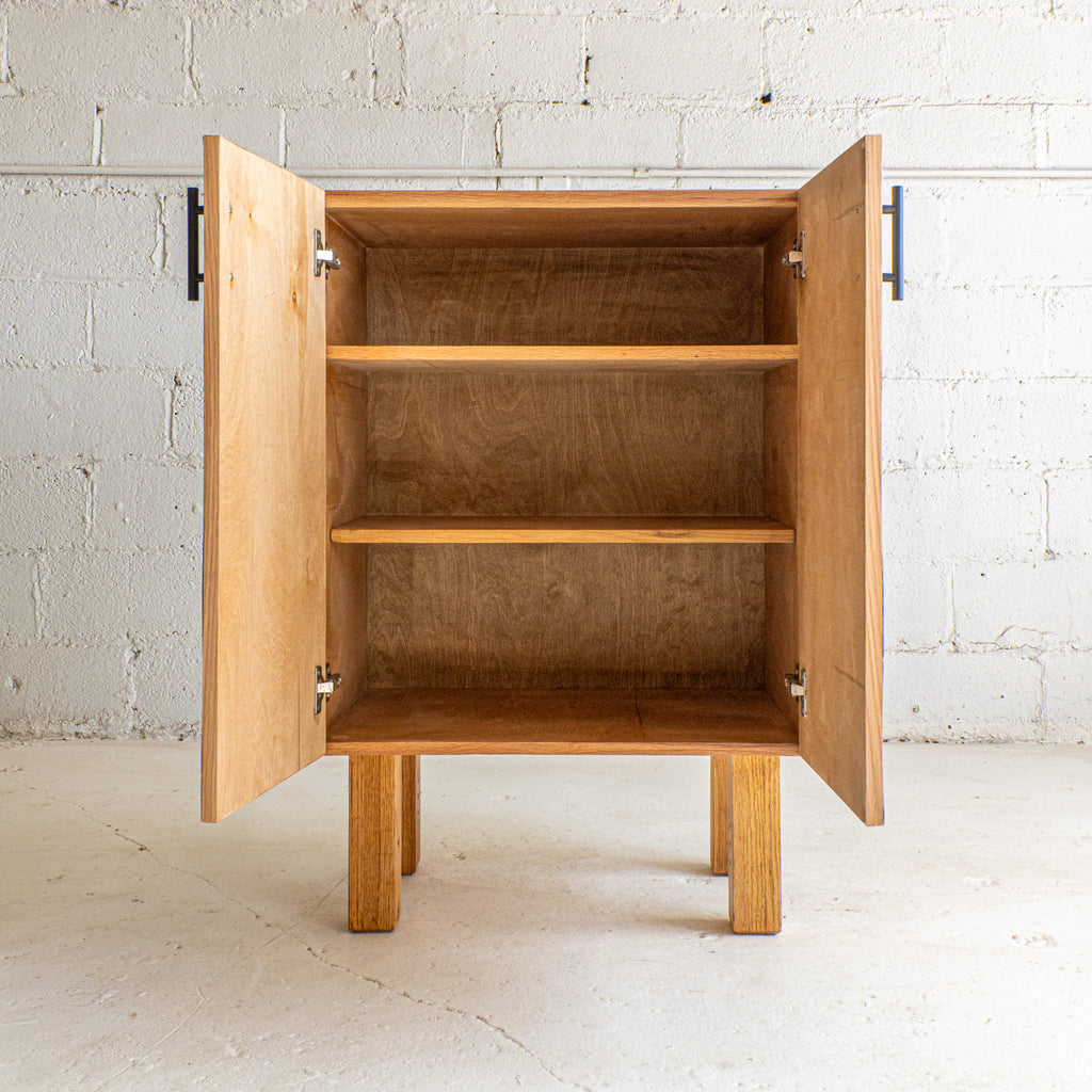 metal soda cabinet interior view