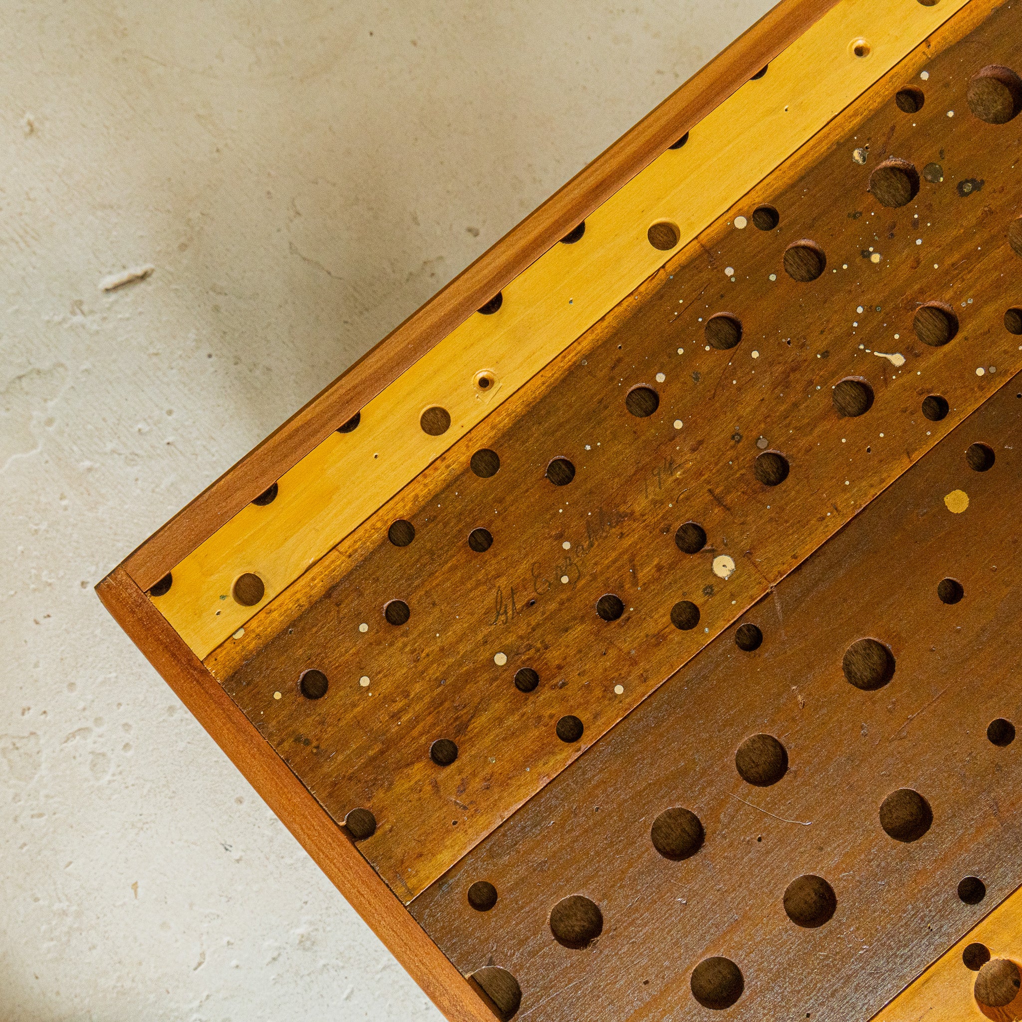 pipe organ coffee table 4 close up top view reclaimed wood