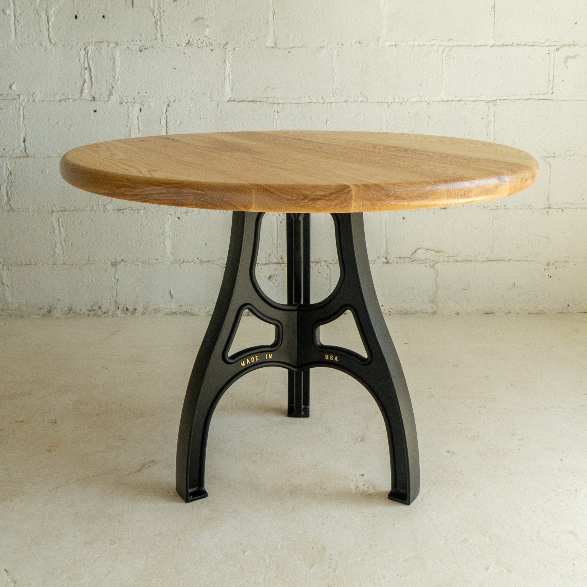 round ash dining table full view reclaimed wood