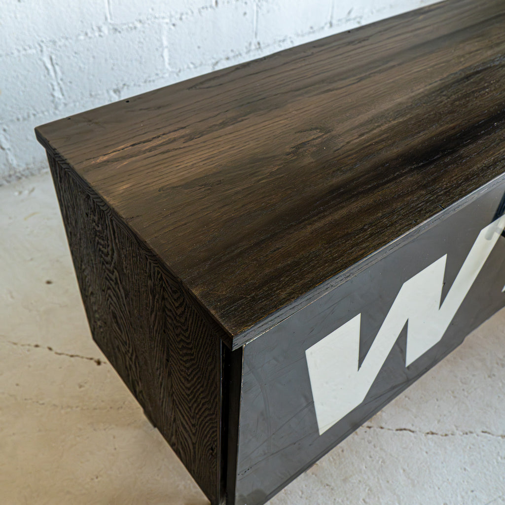 ps iii wine credenza top view reclaimed wood black and white